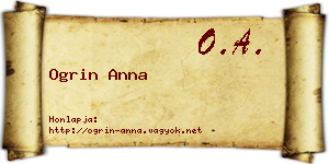 Ogrin Anna névjegykártya